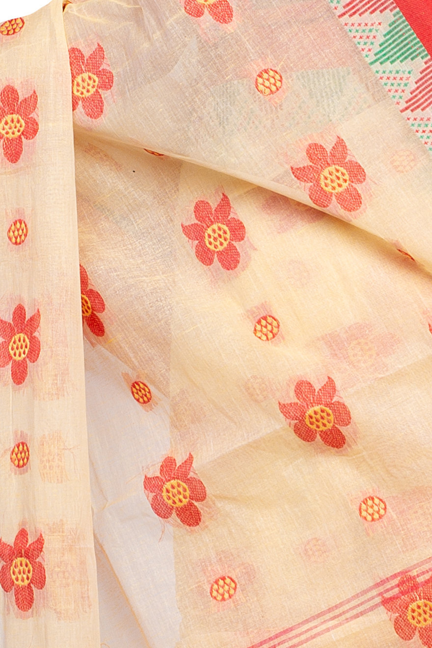 Red Pure Cotton Palasful Tant Saree (894)